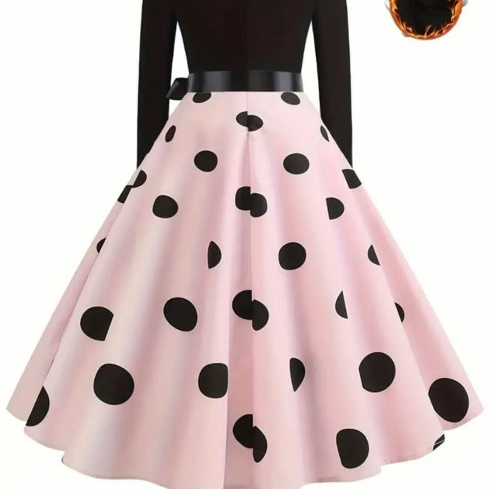 Ladies size XXL Pink and Black Polka dot retro dress - Picture 10 of 16